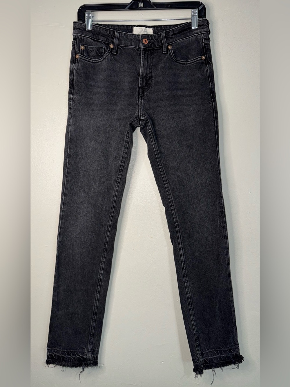 Free People Black Washed Ankle Skinny Jeans
